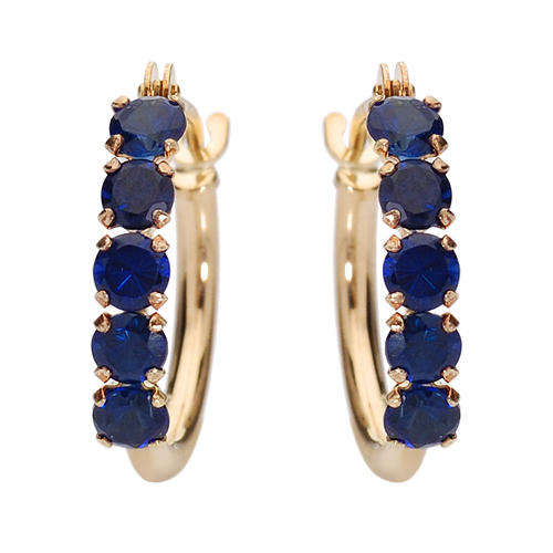 ****R3800**** YELLOW GOLD EARRINGS, WITH 0.50 ctw Created Sapphires
